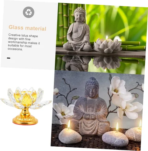 Miniatura 4 de Candelabro de loto de cristal, decoración de terrario, vela de pilar, decoración de vidrio, portavelas votivo, portavelas zen, candelabro decorativo