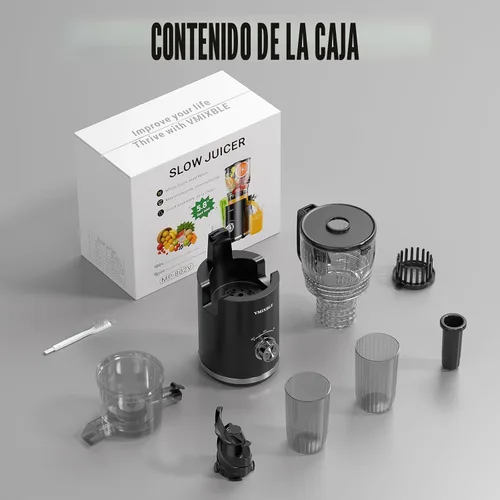 Miniatura 9 de Exprimidor de prensado en frío con canal de alimentación de 5.8 pulgadas de ancho, exprimidor de masticación lenta de 300 W para frutas y verduras
