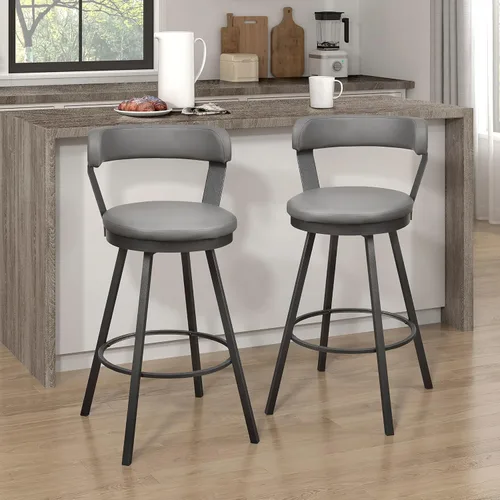 Miniatura 15 de Lexicon Ruthie - Juego de 2 taburetes giratorios para encimera de cocina con respaldo, 25.5 pulgadas de altura de asiento de 25.5 pulgadas, sillas