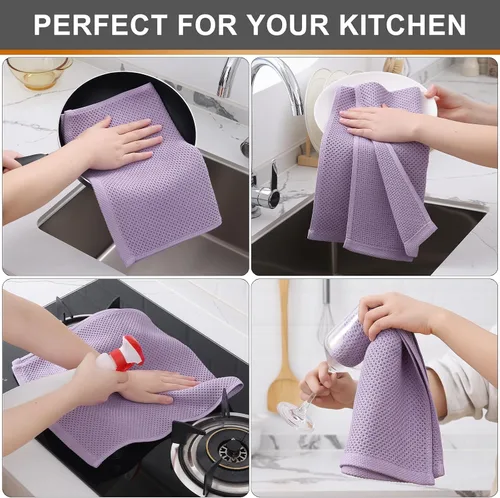 Miniatura 308 de Kitinjoy - Paños de cocina de 100 % algodón, tela de tejido gofrado, paño de limpieza ultrasuave, absorbente y de secado rápido. Beige
