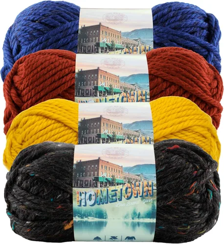 Miniatura 73 de Lion Brand Yarn Hometown - Ovillo de lana súper voluminoso para tejer, ganchillo y manualidades, 1 unidad, Phoenix Azalea