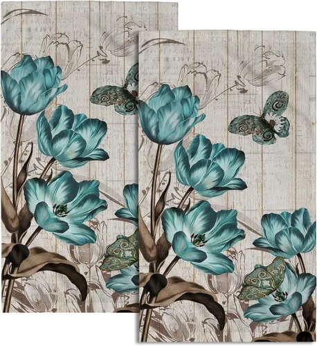 Miniatura 55 de Giwawa Juego de 2 toallas de mano con diseño floral de cerezo, suaves y absorbentes, para baño, cocina, hotel, spa, decoración Flor de cerezo rosa