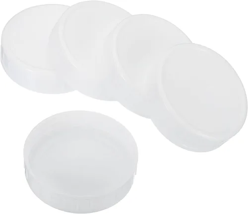 Miniatura 7 de PATIKIL Tapas de plástico de boca regular para tarros de 2.77 pulgadas, 1 juego/8 tapas para tarros de conservas con anillo de sellado de silicona