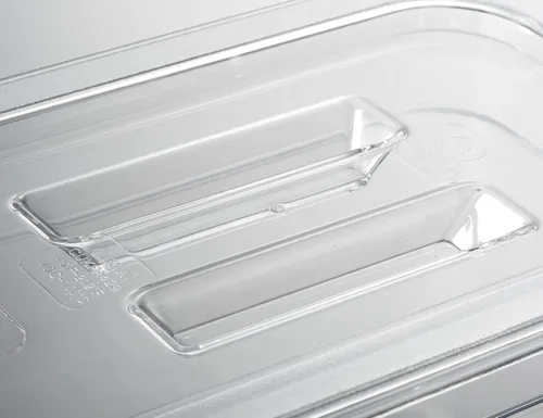 Miniatura 4 de CURTA Paquete de 6 cubiertas NSF para bandeja de alimentos, tapa de policarbonato transparente de tamaño 1/2 con asa para bandeja de alimentos