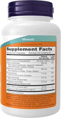 Miniatura 2 de NOW Suplementos, Cal-Mag con zinc, cobre, manganeso y vitamina D, 120 cápsulas