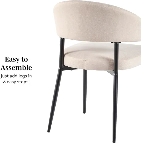 Miniatura 4 de Walker Edison Moderna silla de comedor tapizada con respaldo curvado con tapicería tejida de alto rendimiento y base de acero con recubrimiento