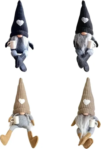 Miniatura 7 de Jlong 2 piezas de gnomos de café, decoración de cafetería, decoración de bar de café, figuras coleccionables de enano de elfo sueco, estante