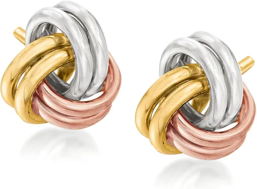 Ross-Simons Pendientes tricolores de oro con nudo de amor de 14 quilates, Plata de ley, no conocido