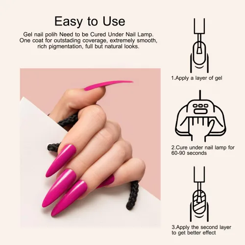 Miniatura 8 de CANNI Juego de esmaltes de uñas en gel sin hema de 9ml - Kit de manicura de gel para uñas rosa claro de 6 piezas, esmalte LED de remojo fácil