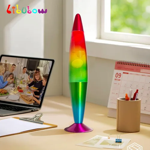 Miniatura 2 de Lámpara de arcoíris de 16 pulgadas con movimiento líquido, lámpara de ambiente relajante con 2 bombillas, lámpara de ambiente relajante
