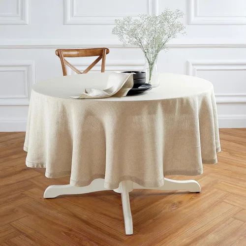 Miniatura 28 de Solino Home Mantel redondo de lino blanco, 60 pulgadas, mantel redondo de lino 100% puro, lino europeo, lavable a máquina para verano, 4 de julio