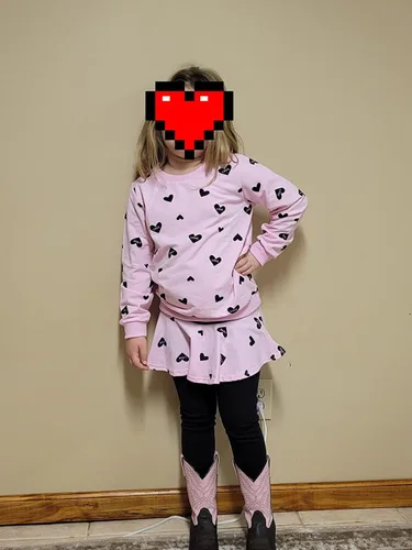Miniatura 2 de DDSOL Conjunto de ropa para niñas pequeñas, sudadera con estampado de corazón + pantalones largos, conjunto de 2 piezas para bebés y niños pequeños