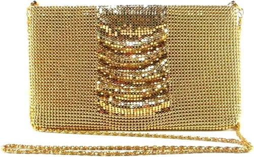 Miniatura 2 de Bolso de noche de malla metálica con cuentas de metal para mujer, para cóctel, fiesta, graduación, boda, banquete