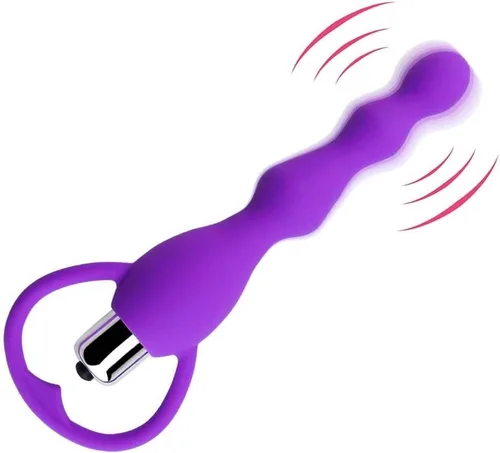Miniatura 5 de Tapón anal vibrador de silicona suave con cuentas anales, diseño graduado, vibrador anal de silicona impermeable para punto G, juguete sexual anal