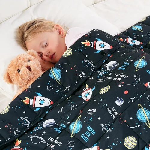 Miniatura 15 de Kivik Manta con peso de 3 libras, transpirable, pequeña y pesada, para dormir y relajarse, para cama, sofá, hogar, escuela, lavable a máquina