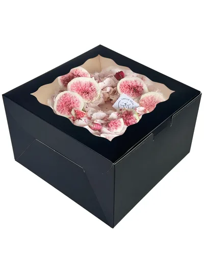 Miniatura 6 de qiqee 10x10x5 Caja para pasteles, 18 juegos de cajas para pasteles negras con ventana y 18 juegos de bases redondas negras de 10 pulgadas