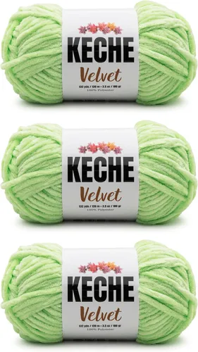 Miniatura 96 de Keche Hilo de terciopelo para ganchillo, manta de felpilla suave, voluminosa, hilo amigurumi, 3.53 oz (132 yardas), color azul bebé