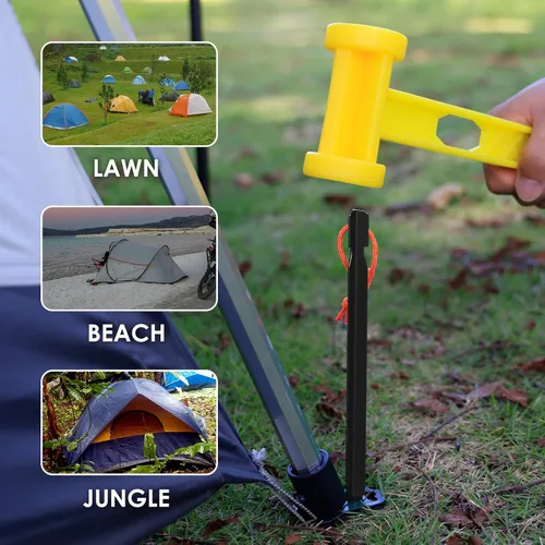Miniatura 4 de Grassman Paquete de 16 Estacas para Tienda de Campaña, Clavijas de Tienda de Aluminio 7075, Clavijas de Tierra Resistentes y Ligeras de Servicio