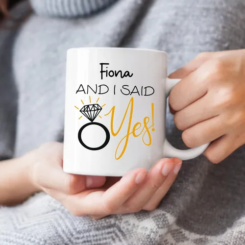 Miniatura 3 de Juego de tazas de café personalizadas con texto en inglés "I Asked And I Said Yes", regalos para parejas de recién casados/queridos, regalos