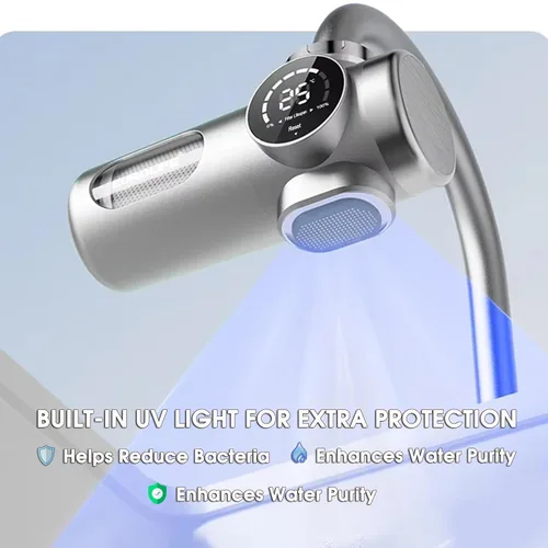 Miniatura 3 de Combo EUROLIFE Filtro de agua para montaje en grifo EL-LS-A15, filtro de agua LED para fregadero con luz UV e indicador de vida del filtro en tiempo