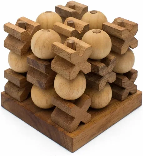 Miniatura 10 de SiamMandalay 3D XO Tic Tac Toe XOXO: Juego de madera hecho a mano para adultos con caja de regalo SM (En la foto)