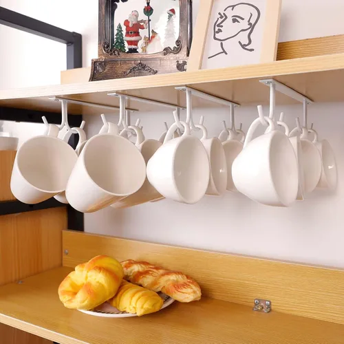 Miniatura 4 de Soporte para tazas debajo del gabinete, ganchos para tazas debajo del estante, soporte para tazas de café, estante de almacenamiento para tazas