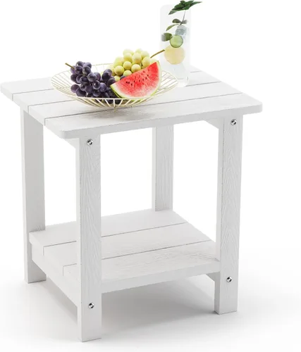 Miniatura 14 de LUE BONA - Mesa auxiliar de exterior Adirondack, mesa auxiliar de patio de 2 niveles Aruba Blue HDPS, mesa auxiliar resistente a la intemperie, mesa