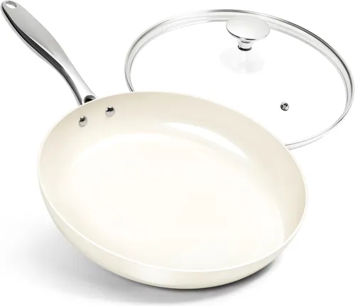Miniatura 9 de MICHELANGELO Sartén grande con tapa, sartén de cerámica de 14 pulgadas con revestimiento antiadherente, sartén antiadherente saludable, compatible