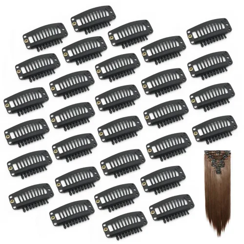 Miniatura 15 de Dreamlover - Clips para extensiones de cabello, clips para peluca con 9 dientes, 30 piezas Beige