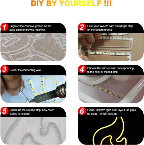 Miniatura 6 de JARBIH Cubierta de tira de luz LED flexible de neón separada, 16.4 pies 0.236 in sin desgaste, cubierta de difusor de silicona flexible con 2