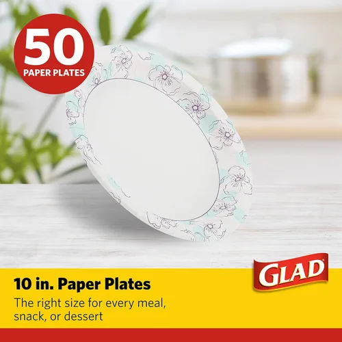 Miniatura 2 de Glad - Platos de papel desechables cuadrados para todas las ocasiones Azul