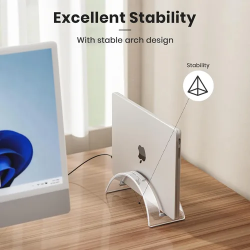 Miniatura 3 de Soporte vertical acrílico para computadora de escritorio, base invisible de acrílico para laptop, soporte vertical para laptop, organizador