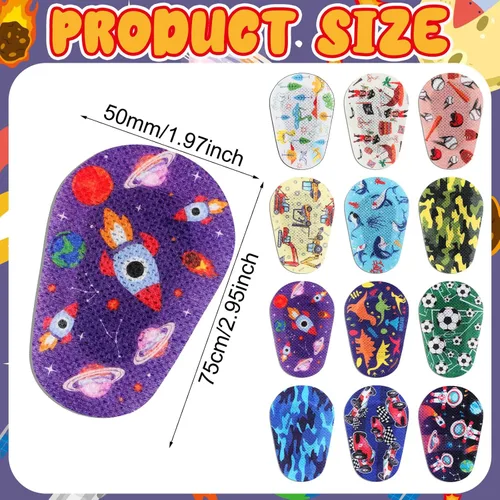 Miniatura 2 de 60 parches adhesivos para los ojos para niños y niños, 12 estilos, parches para los ojos lindos para niños pequeños