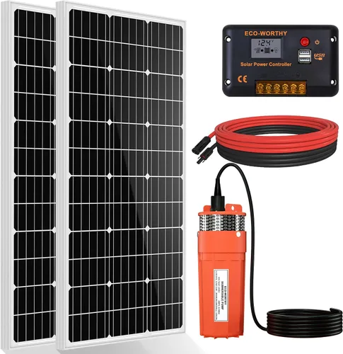 Miniatura 12 de ECO-WORTHY Kit de bomba de pozo solar de 12 V CC - Panel solar de 200 W incluido, bomba de agua sumergible, bomba de pozo portátil para áreas fuera