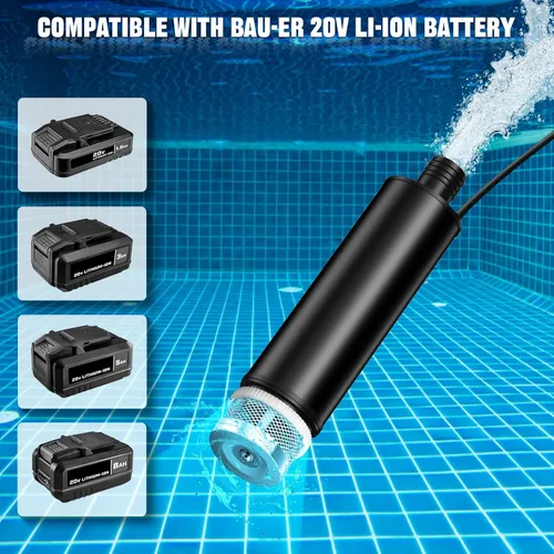 Miniatura 3 de Bomba de transferencia de agua compatible con batería Bauer de 20 V, 30 L/min, elevación de 15 pies, bomba de agua con potencia máxima de 7 A, bomba