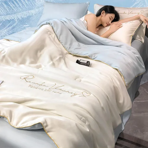 Miniatura 10 de Edredón fino de verano, tamaño Queen, manta refrescante de verano, manta refrescante para personas que duermen con calor y sudores nocturnos, 59 x