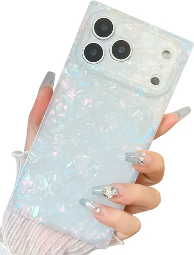 Miniatura 57 de Elegante concha de madre perla compatible con iPhone 13 Pro de 6.1 pulgadas, estuche de borde rectangular, elegante y delgado, con perla de abulón
