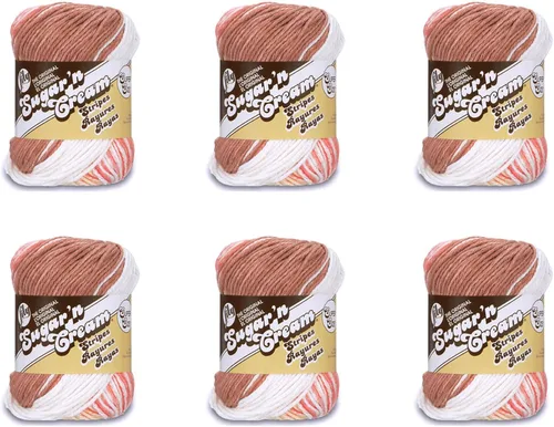 Miniatura 45 de Lily Sugar'N Cream - Ovillo de camuflaje rosa de gran tamaño, paquete de 6 unidades de 3.00 oz/3 onzas, algodón, 4 medianos (peinado), 150 yardas