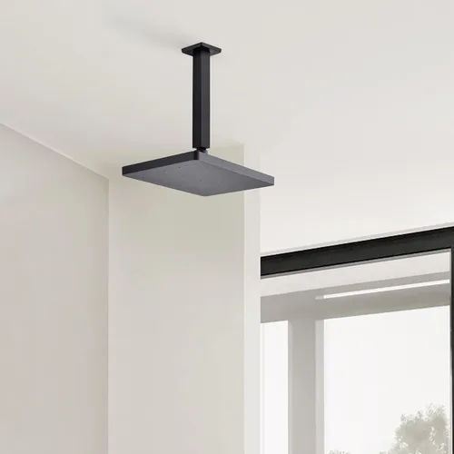 Miniatura 2 de Brazo de ducha recto montado en el techo de 8 pulgadas, tubo de extensión cuadrado negro mate para cabezal de ducha de lluvia, acero inoxidable