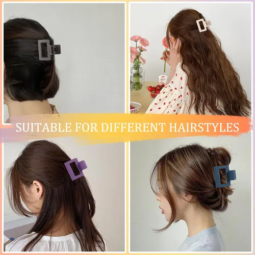 Miniatura 8 de Pinzas pequeñas para el cabello para mujeres y niñas, pinzas rectangulares medianas de 2 pulgadas para cabello fino/fino, mandíbula mate de sujeción