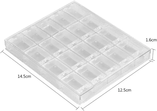 Miniatura 4 de Caja moderna de almacenamiento de uñas con 20 compartimentos, organizador acrílico transparente, aprox. 4.9 x 5.7 x 0.6 in, ligero e ideal