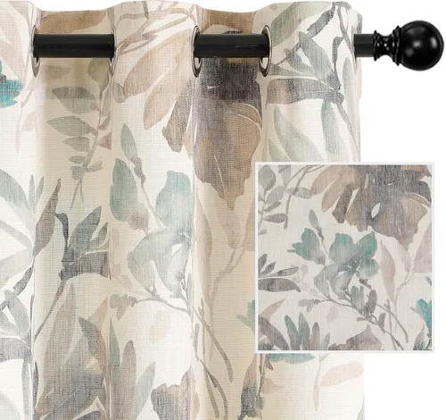 Miniatura 11 de MYSKY HOME - Cortinas plisadas con estampado floral para sala de estar/comedor, cortinas plisadas para proteger la privacidad, 84 pulgadas de largo