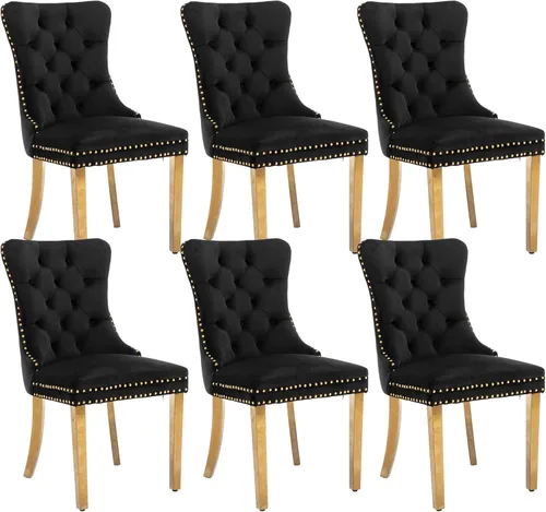 Miniatura 90 de Shenyon Juego de 2 Sillas de Comedor de Terciopelo Gris, Sillas de Comedor Tapizadas con Ribete de Anilla Trasera y Patas de Madera Maciza, Sillas