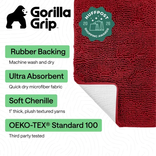 Miniatura 226 de Gorilla Grip - Tapete de baño de felpilla gruesa, suave y absorbente, secado rápido, de microfibra, con reverso de caucho, para piso de ducha, Nube