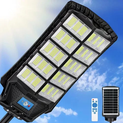 Miniatura 14 de 1200W Luces solares de calle al aire libre impermeables, luz solar de gran angular alimentada del anochecer al amanecer, control remoto y sensor