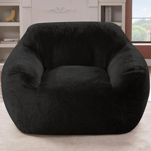 Miniatura 15 de Puf gigante para adultos, sillas grandes de espuma viscoelástica, sofá puff de gran tamaño con relleno, silla de lectura grande de piel sintética
