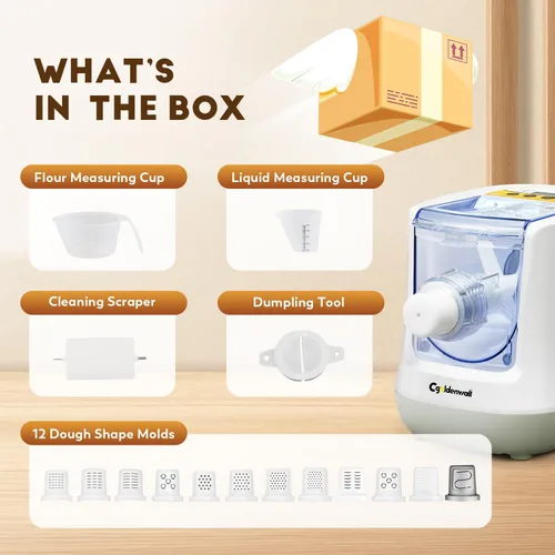 Miniatura 2 de CGOLDENWALL Máquina Automática de Pasta Eléctrica, Control Digital con 12 Discos de Forma para Hacer Fideos Caseros, Espaguetis, Fettucini y Penne