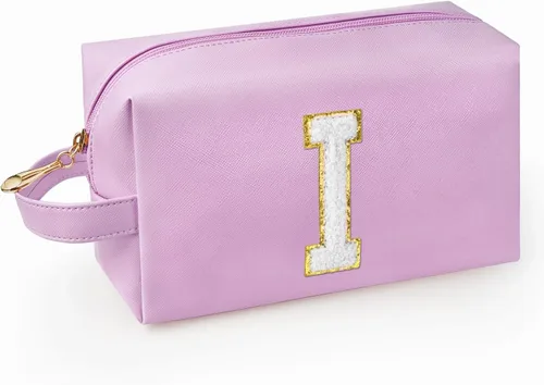 Miniatura 38 de Bolsa de maquillaje personalizada con inicial con asa, bolsa de cosméticos de preparación con bolsillo interior con cremallera, 8, 9, 10, 11, 12