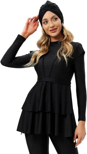 Conjunto de 3 piezas de traje de baño para mujer, camiseta de manga larga, pantalones y hijab, traje de baño musulmán islámico de cuerpo completo