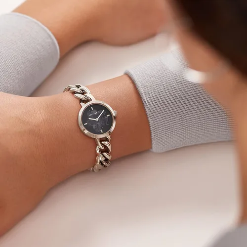 Miniatura 3 de Ted Baker Maiisie Reloj de pulsera de cadena de acero inoxidable (Modelo BKPMSS2019I), PlataNegro, Moderno